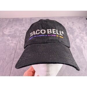Taco Bell Employee Uniform Hat Black Embroidered Baseball Cap Adjustable Strap